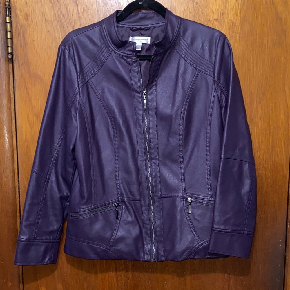 Christopher & Banks Purple Faux Leather Moto Jacket - Size M